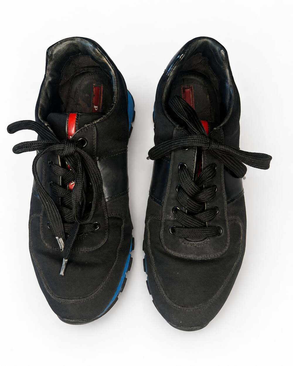 Prada Sport Black Canvas & Leather Low Top Sneakers Men’s Size 8